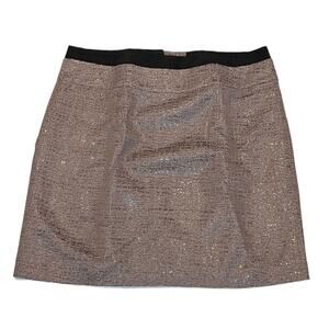 Ann Taylor Loft A Line Skirt Women Size 6 Brown Metallic Check Pattern